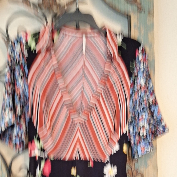 Free People Multicolor Floral and Striped Mini Dress. NWOT Size 2 - Picture 6 of 11